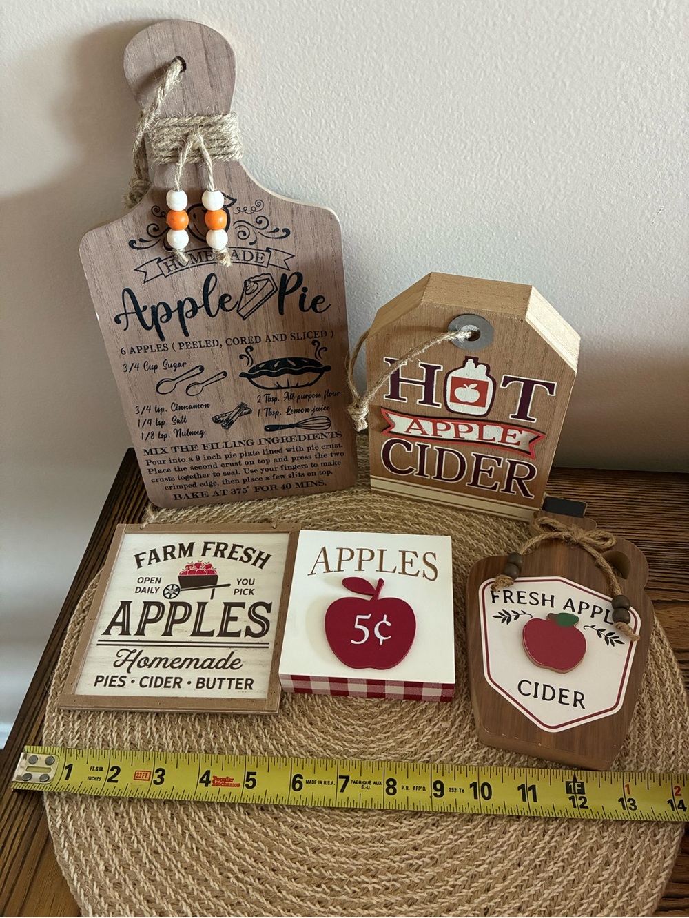 Rustic Apple Pie & Cider Wall Decor Set - Neutral Brown and Red - Picture 3 of 9